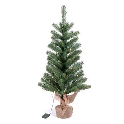 A decorated artificial Christmas tree on a white background.