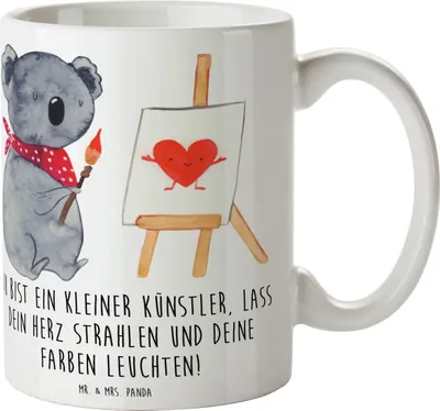 Produktbild von Mr. & Mrs. Panda Tasse Die Freude an der Kreativität entdecken - Weiß - Geschenk, Vertrauem, mutig, Kaffeetasse, Trost, Selbstvertrauen, Entdeckungsreise, Teebecher