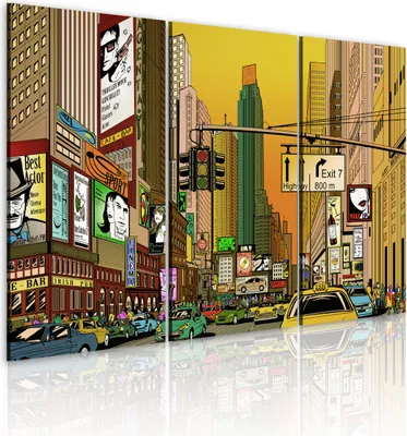 Produktbild von Modernes Wandbild 020111- 5 (120x80) - 3 Teilig Bilder Fotografie auf Vlies Leinwand Foto Bild Dekoration Wand Bilder Kunstdruck New York