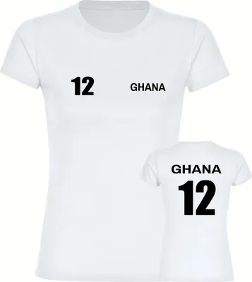 Produktbild von multifanshop Damen T-Shirt - Ghana - Trikot Nummer 12, weiß, Größe XL