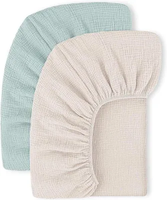 Produktbild von Kinderhoeslakens Mousseline 100% Baumwolle 60x120cm Reisbett & Kinderbett Crème