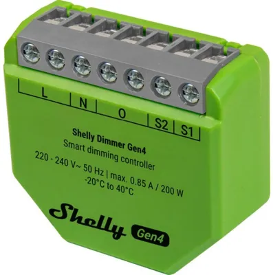 Immagine prodotto di Shelly Dimmer Gen4 - Attuatore dimming multiprotocollo, WLAN, Zigbee, Matter, BT Controllo luce LED