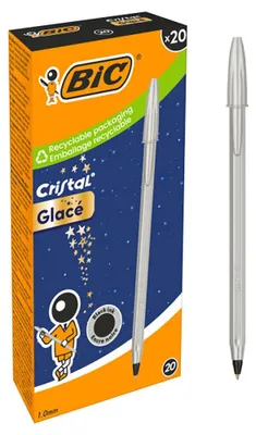 Obrázok produktu pre BIC 302533 BIC Kugelschreiber Cristal Glace silber, Schreibfarbe: blau, 20 St.