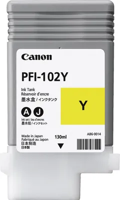 Obrázek produktu pro Canon PFI-102Y, Žlutá, Inkoust na pigmentové bázi, 130 ml