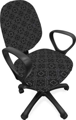 Produktbild von ABAKUHAUS Dunkelgrau Bürostuhl Schonbezug, venezianischen Barock, dekorative Schutzhülle aus Stretchgewebe, Schwarzgrau