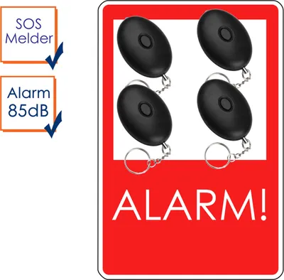 Produktbild von 4er-Set Mini-Taschenalarm Überfallalarm Notruf Personen-Alarm 85dB