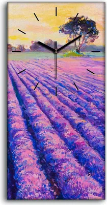 Produktbild von Leinwand Wanduhr Wandkunst Uhr Quarz 30x60 Lavendel Baum Abstrakt farbenfroh - schwarze Hände