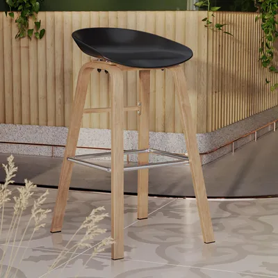 Produktbild von 2er-Set FRANKY | Schalen Barhocker | Schwarz | Kunststoff | Terrassen Schalen Barhocker, Outdoor Schalen Barhocker
