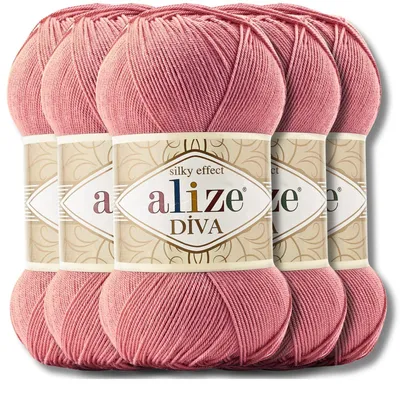 Immagine prodotto di Alize 5 x 100 g Diva Lana, tinta unita, uncinetto, lavoro a maglia (619)