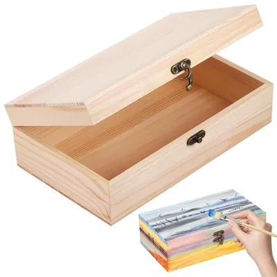 Produktbild von Holzkiste mit Deckel 25x15x8cm Kiefernholz Erinnerungsbox DIY Geschenkbox
