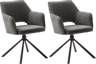 Produktbild von 4-Fußstuhl >Luziania< (2er Set) in anthrazit aus Stoff - 61x85x61cm (BxHxT)
