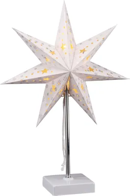 Produktbild von LED Sternenlampe mit Metallfuß - 47 x 35 cm - Weihnachtsstern Tischlampe Batterie betrieben