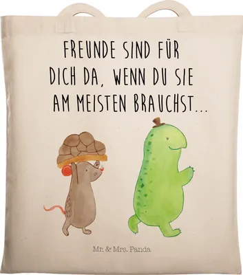 Produktbild von Mr. & Mrs. Panda Schultasche Schildkröte Maus - Transparent - Geschenk, Uni Tasche, Einkaufstasche, Freunde, Tote Bag, Fröhlich, Laptoptasche