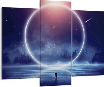 Produktbild von Bild auf Leinwand - Leinwandbild - 3 Teile - Fantasie Ring Kosmos - 130x100cm - Wand Bild - Wanddeko - Wandbilder - Leinwanddruck - Bilder - Wanddekoration - Leinwand bilder - CB130x100-4664