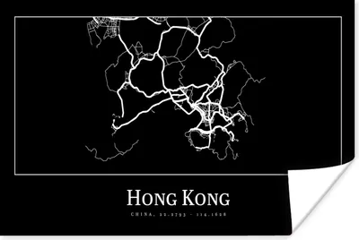 Produktbild von MuchoWow® Poster Hongkong - Karte - Stadtplan - Routenbeschreibung 60x40 cm - Schlafzimmerdekoration