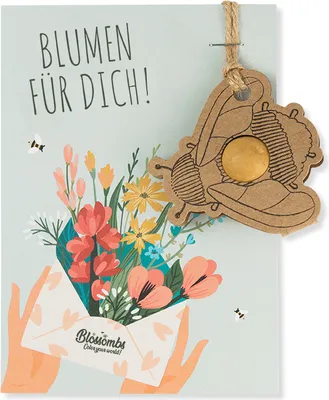Produktbild von Blossombs Geschenkkarte mit Samenbomben - Anhänger mit Blumenzwiebeln - Blumen für dich