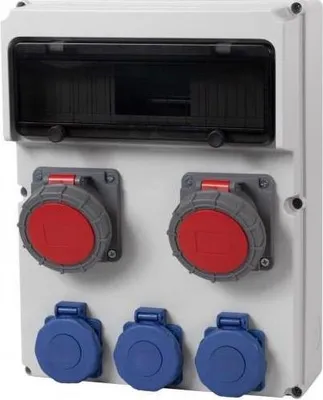 Imagen del producto de FEMO, caja de distribución 13M, 16A/5 polos, 32A/5 polos, 3 x 230V, IP65