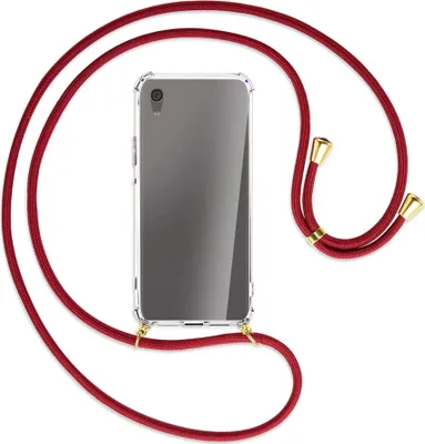 Produktbild von Handykette Backcover-Schutzhülle mit Band (Metall goldfarben) für Sony Xperia XA1 Ultra - dunkelrot