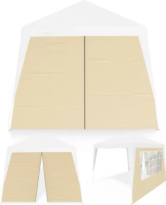 Image de CASARIA® 2x Parois latérales tonnelle de jardin 3x3m imperméable fenêtre fermeture éclair panneau latéral mur côté pavillon Pop-Up beige