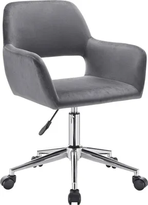 Immagine prodotto di Sedia da ufficio Diva - Sedia ergonomica girevole con braccioli - Regolabile in altezza - Velluto - Grigio scuro - Per adulti - Su rotelle