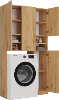 Produktbild von BDW Badmöbel Set, Regal Waschmaschinenschrank, Artisan Eiche