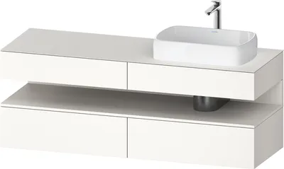 Produktbild von Duravit Qatego Konsolenwaschtischunterbau, 2 Auszüge, 2 Schubkästen, Ausschnitt rechts, 1600x550x600mm, Nische Weiß Supermatt, QA4778084840000