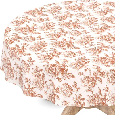 Produktbild von Tischdecke Wachstuch Blumen Beige Robust Wasserabweisend Rund 120 cm