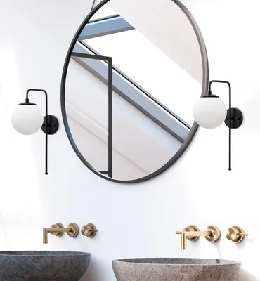 Produktbild von Opviq, Moderne Wandleuchte mit Metallkörper und Glasabdeckung, 15 x 28 x 43 cm, Schwarz-Weiß, E14, max. 40 W, IP20 | Stilvolles Design für skandinavische Wohnräume.