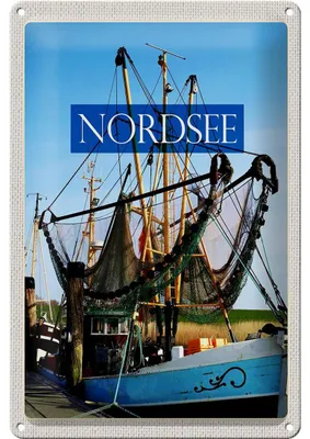 Produktbild von Blechschild Reise 20x30cm Nordsee Fischersboot Fischernetz Meer