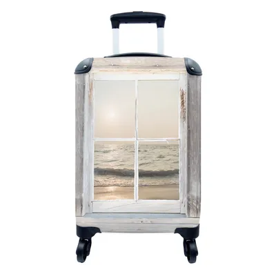 Produktbild von MuchoWow® Koffer Handgepäck Trolley Rollkoffer Kleine Reisekoffer mit 4 Rollen - Durchsichtig - Holz - Meer - Cabin Size < 55x40x23 cm & 55x40x20 cm - Fotokoffer - Kabinenkoffer - Boardgepäck - Reise-Box - Reisekoffer - Reisegepäck - Koffer mit Bild - Trolley für Kinder