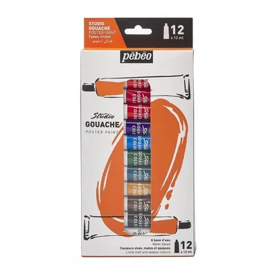Produktbild von PEBEO - Studio Gouache - Hochwertiges Gouache-Farbset für professionelle Künstler und Hobbymaler - 12 Tuben à 12 ml