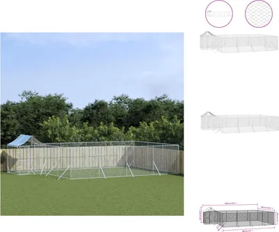 Produktbild von vidaXL Outdoor-Hundezwinger mit Dach Silbern 10x6x2,5 m Stahl Verzinkt -  Hundezwinger & -ausläufe