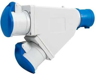 Imagen del producto de Adaptador para camping: enchufe de 16A/3 polos, 2 tomas de corriente de 16A/3 polos, IP44