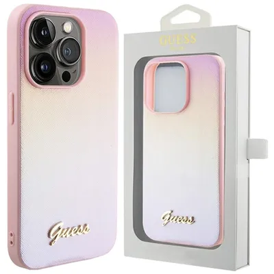 Produktbild von Etui Guess Saffiano Iridescent Script Na Iphone 14 Pro Max - Różowe