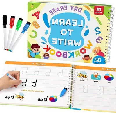 Productafbeelding van Schrijf- en Leerwerkboek voor Kinderen, Oefeningen met Cijfers en Letters, Montessori Educatief Speelgoed voor Thuis en Kleuterschool
