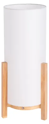 Produktbild von Tischleuchten - Akkutischleuchte "MADITA" H: 48cm weiß/natur, Tischlampe im Scandi Style, aus Holz und Textil in weiß, 48 cm hoch, Ø 22 cm, inkl. LED – dimmbar – Akkubetrieb – Akku- und Netzbetrieb – Berührungssensor – USB Typ C