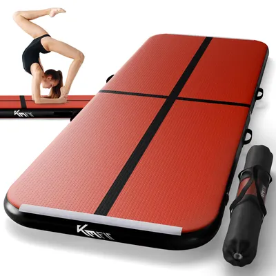 Produktbild von KM Fit Airtrack Matte 4m Schwarz-Rot | inkl. Pumpe, Tasche & Flick-Set