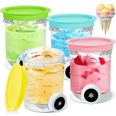 4 Behälter für Ninja Swirl Eismaschine NC700, BPA-frei, spülmaschinengeeignet