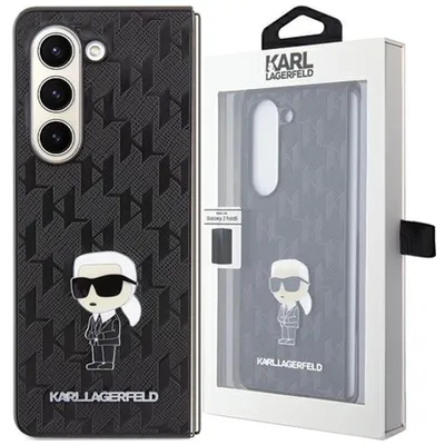 Produktbild von Karl Lagerfeld Saffiano Monogram Ikonik Pin Hülle für Samsung Galaxy Z Fold 5  Schwarz Handyhülle