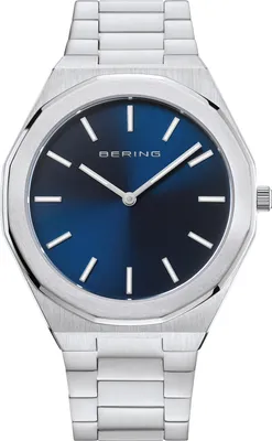 Immagine prodotto di Orologio da uomo, quadrante blu con lancette e indici luminosi, protetto da vetro zaffiro - Modello Bering: 19641-707