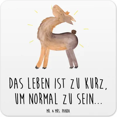 Produktbild von Mr. & Mrs. Panda Untersetzer für Gläser Lama Stolz 10er Set - Weiß - Geschenk, Kumpel, Family, Tassenuntersetzer, Beste Freundin, Tassen, Glas-Untersetzer, Coaster, Lamas