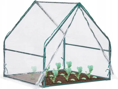 Produktbild von Relaxdays Folienfrühbeet, HxBxT: 95 x 95 x 92 cm, mit Tür, Spitzdach, Frühbeet, Aufzucht, Gewächshaus, PVC, transparent