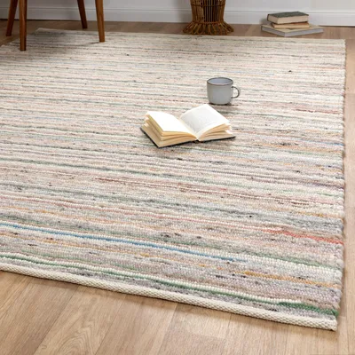 Produktbild von Steffensmeier Handwebteppich Biri | Wolle (Schurwolle), Bunt, handgewebt, Größe: 200x290 cm Wohnzimmer und Schlafzimmer