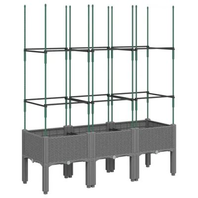 Produktbild von vidaXL Pflanzkübel mit Rankgitter Hellgrau 120x40x142,5 cm PP