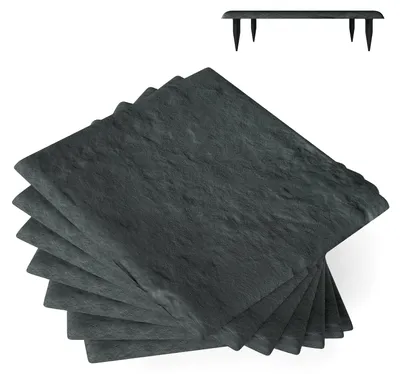 Zdjęcie produktu dla Zestaw 8 płytek chodnikowych COSTWAY 15,5 x 15,5 cm z kołkami mocującymi, dekoracyjne płytki chodnikowe, płytki odporne na warunki atmosferyczne, dekoracja ogrodowa, kolor szary