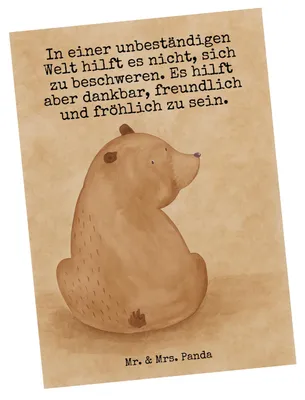 Produktbild von Mr. & Mrs. Panda Postkarte Bär Schulterblick Design - Weiß - Geschenk, Postkarten, Selbstachtung, Fotokarte, Motivation, Grußkarte, Weltansicht, Weisheit, Ansichtskarten