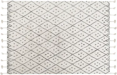 Produktbild von BELIANI Teppich Weiß/Schwarz aus Baumwolle 140 x 200 cm geometrisches Muster Rechteckig Kurzflor im Boho-Stil Wohn- und Schlafzimmer