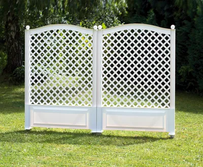 Produktbild von KHW Spalier mit Erdspieß 2er Set; Farbe: Weiß ; Maße (LxBxH): 200 cm x 6 cm x 140 cm