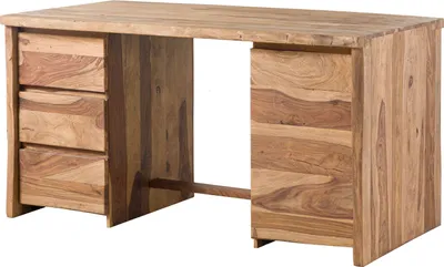 Image de MASSIVMOEBEL24 | PURE SHEESHAM #210 Bureau en sheesham - laqué-sablé/naturel 150x75x78