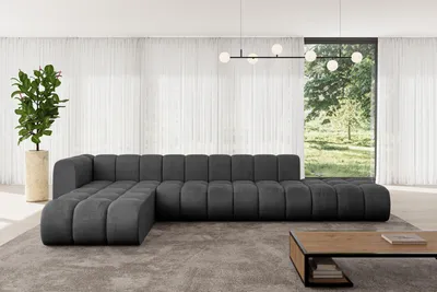 Produktbild von ALTDECOR Modulares Sofa Ecksofa in L-Form - Zuvon-L2 - 387x177x70 cm Schwarz - Corner modular Sofa Eckcouch Couch Wohnlandschaft Cauchsofa Bodensofa Polstersofa